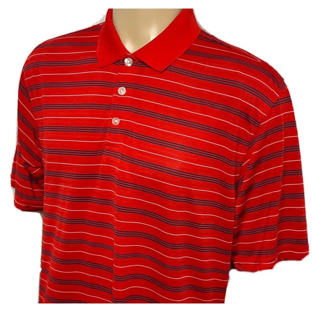 Slazenger Mens Polo Shirt Sz Large Red White Striped Tennis Golf Wicking Top
